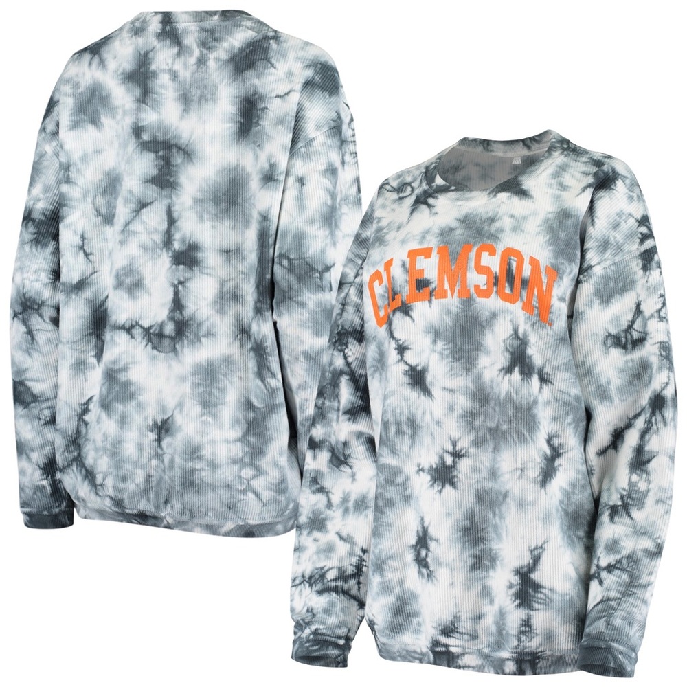 Women's chicka-d Clemson Tigers Tie Dye Corded Pullover Sweatshirt